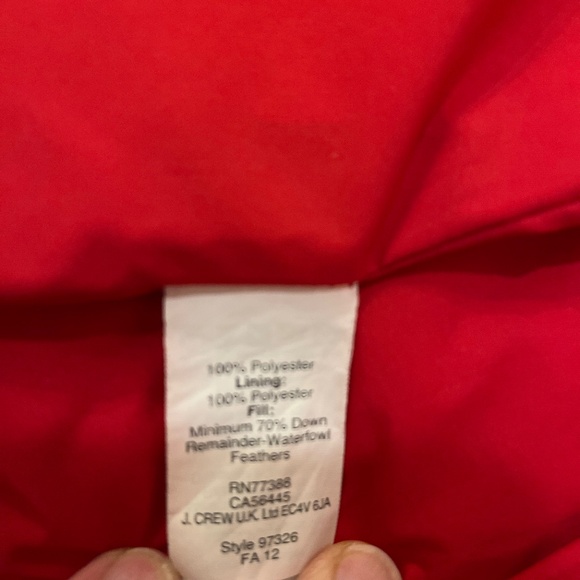 J. Crew Women’s Red Quilted Puffer Down Jacket XS Colorful Lightweight EUC - Picture 5 of 6